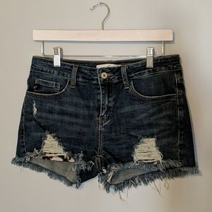Kancan Cheetah Pocket Distressed Shorts